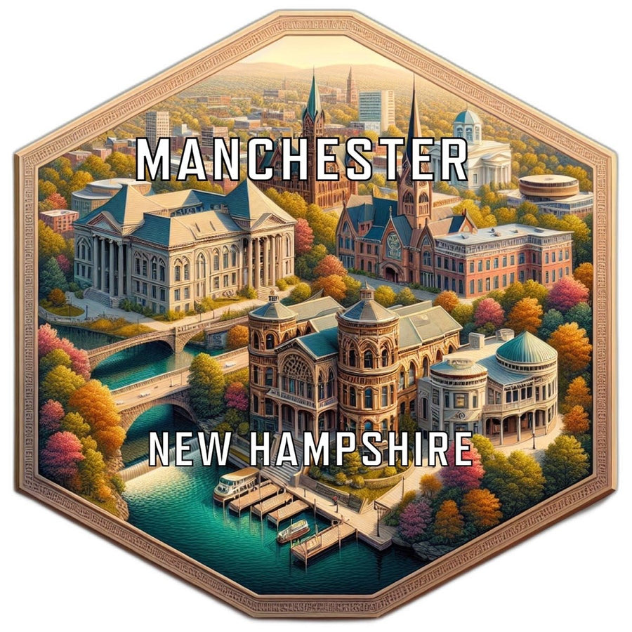 Manchester Hampshire Souvenir Travel Destination Die Cut Hexagon Fridge Magnet Image 1