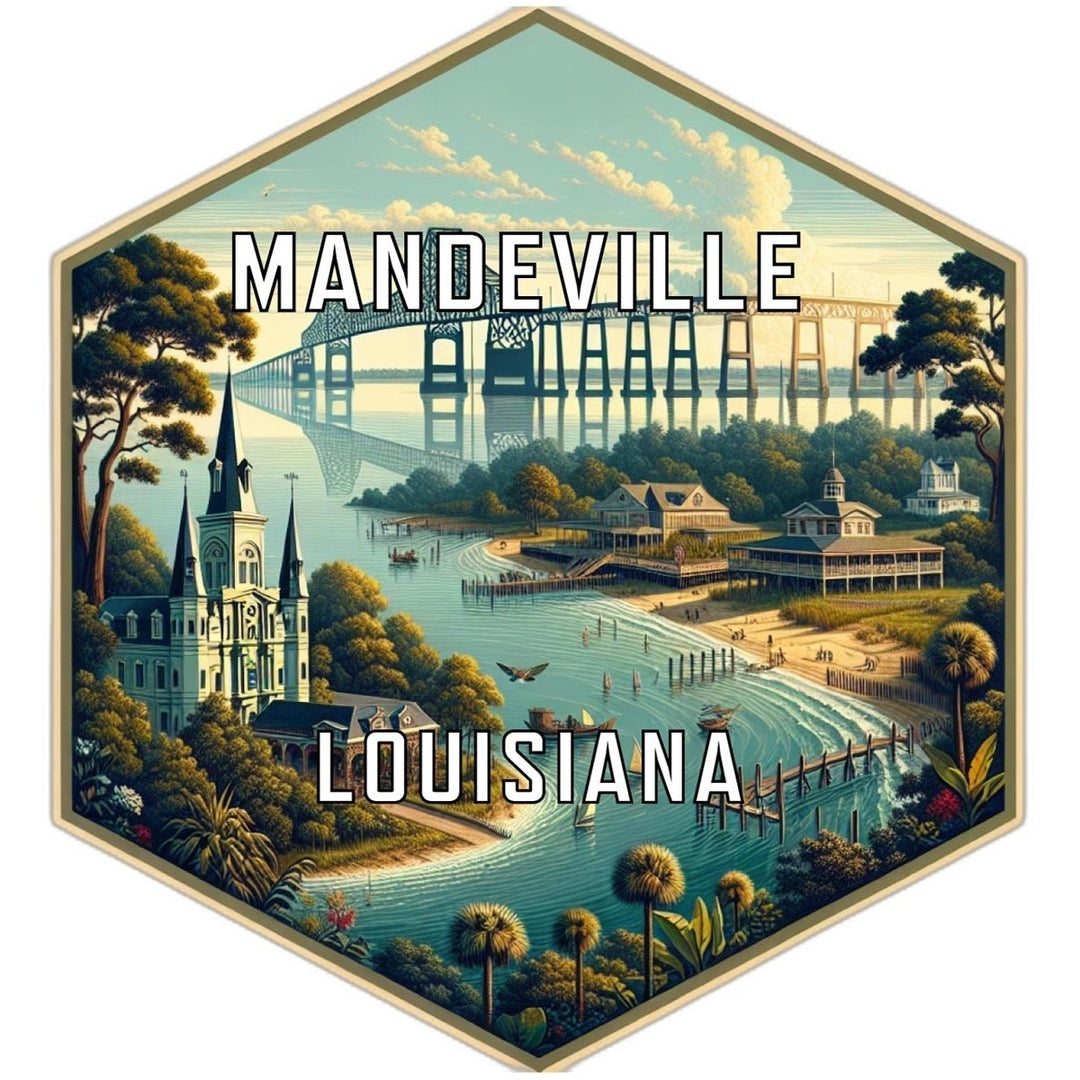 Mandeville Louisiana Souvenir Travel Destination Die Cut Hexagon Fridge Magnet Image 1