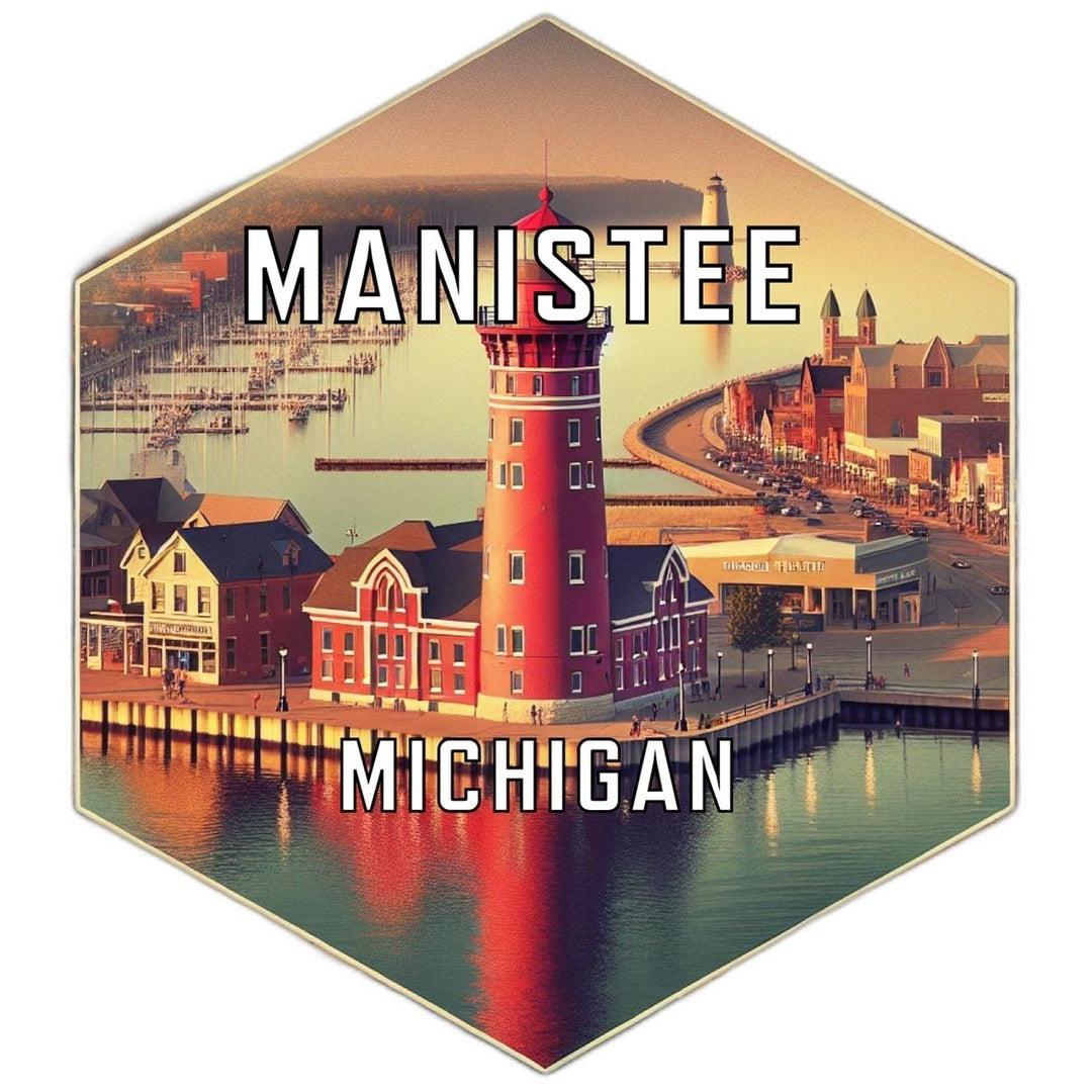 Manistee Michigan Souvenir Travel Destination Die Cut Hexagon Fridge Magnet Image 1