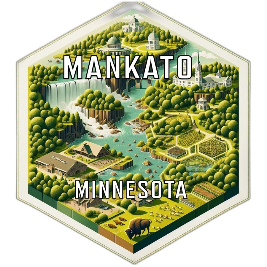 Mankato Minnesota Souvenir Travel Destination Die Cut Hexagon Fridge Magnet Image 1