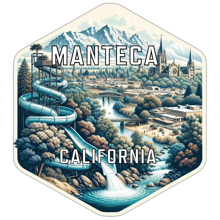 Manteca California Souvenir Travel Destination Die Cut Hexagon Fridge Magnet Image 1