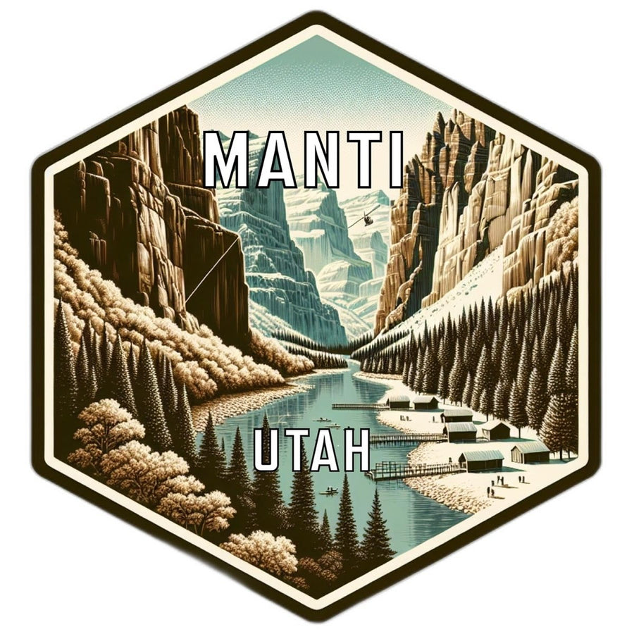 Manti Utah Souvenir Travel Destination Die Cut Hexagon Fridge Magnet Image 1