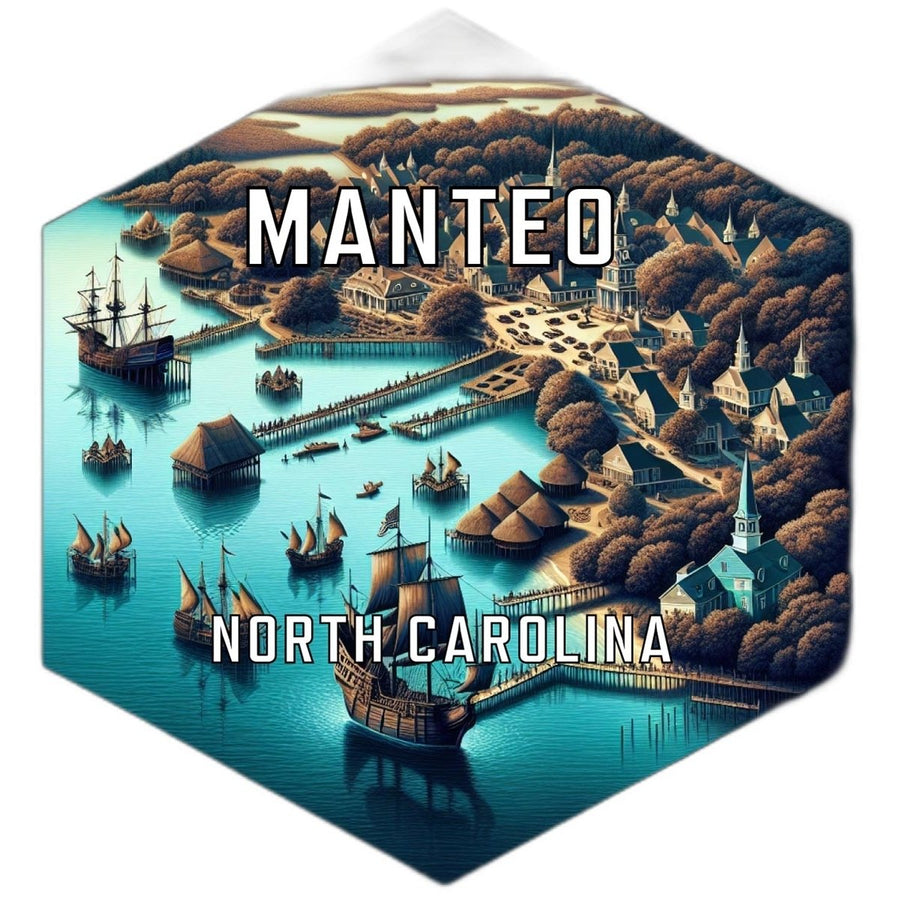 Manteo North Carolina Souvenir Travel Destination Die Cut Hexagon Fridge Magnet Image 1