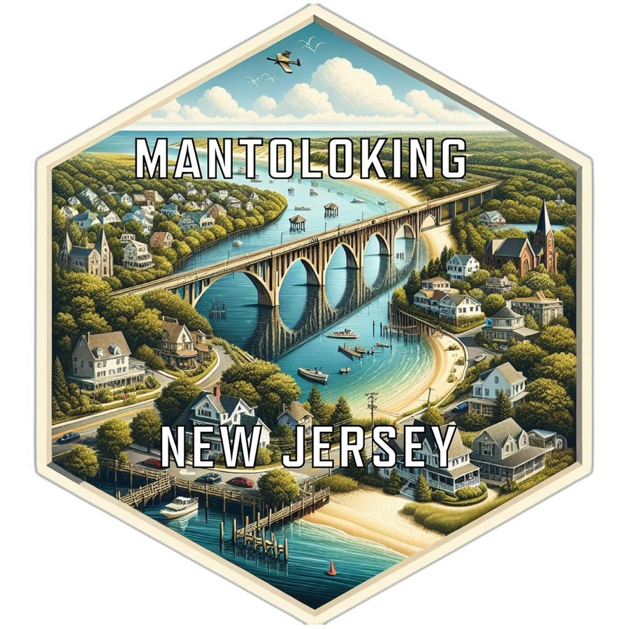 Mantoloking Jersey Souvenir Travel Destination Die Cut Hexagon Fridge Magnet Image 1