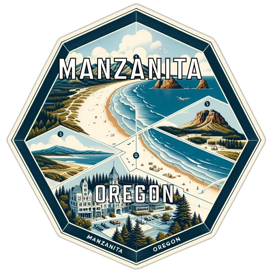 Manzanita Oregon Souvenir Travel Destination Die Cut Hexagon Fridge Magnet Image 1