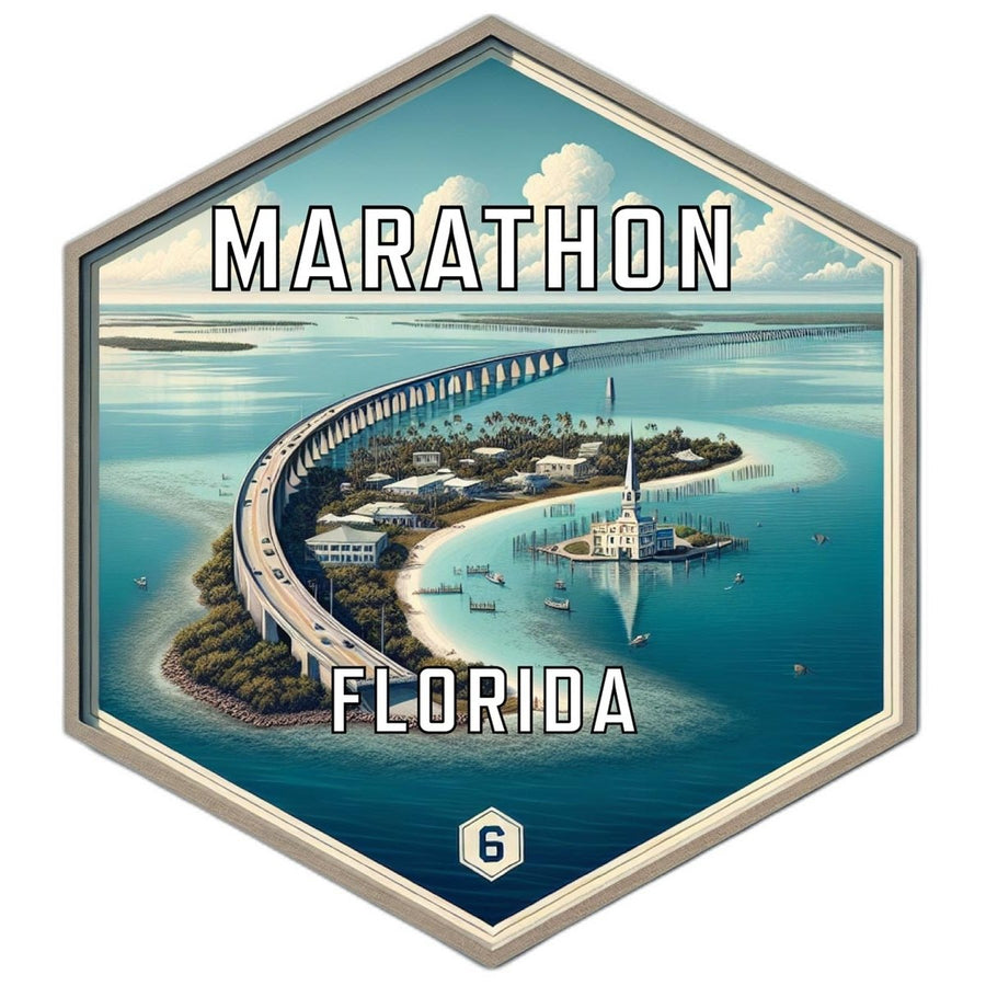 Marathon Florida Souvenir Travel Destination Die Cut Hexagon Fridge Magnet Image 1