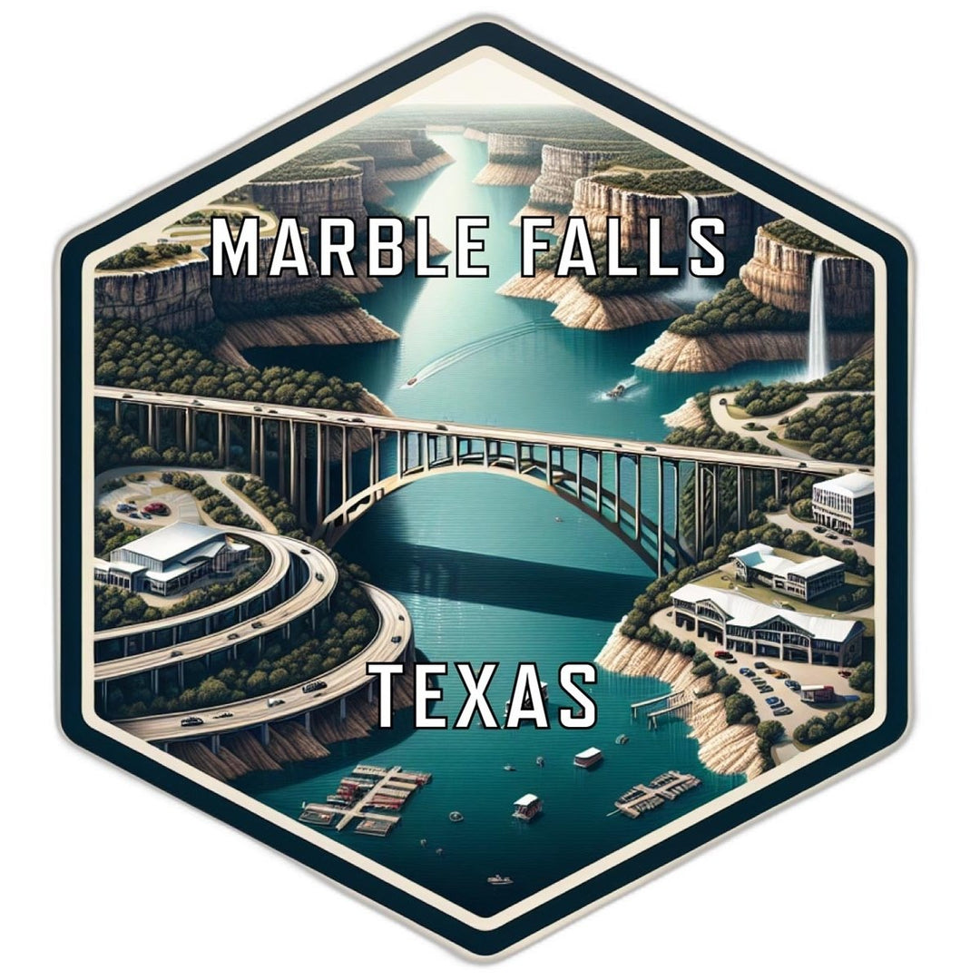 Marble Falls Texas Souvenir Travel Destination Die Cut Hexagon Fridge Magnet Image 1