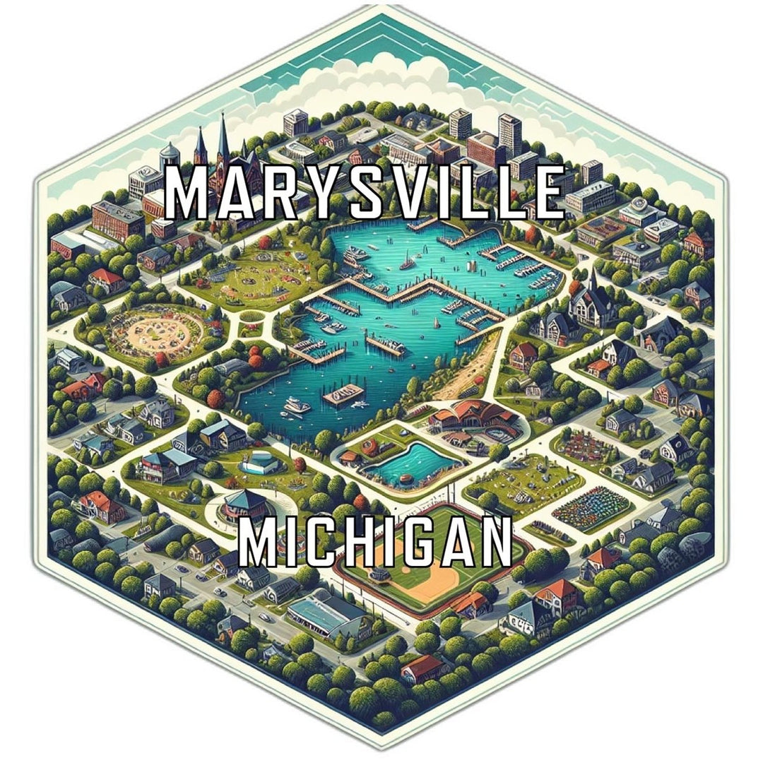 Marysville Michigan Souvenir Travel Destination Die Cut Hexagon Fridge Magnet Image 1