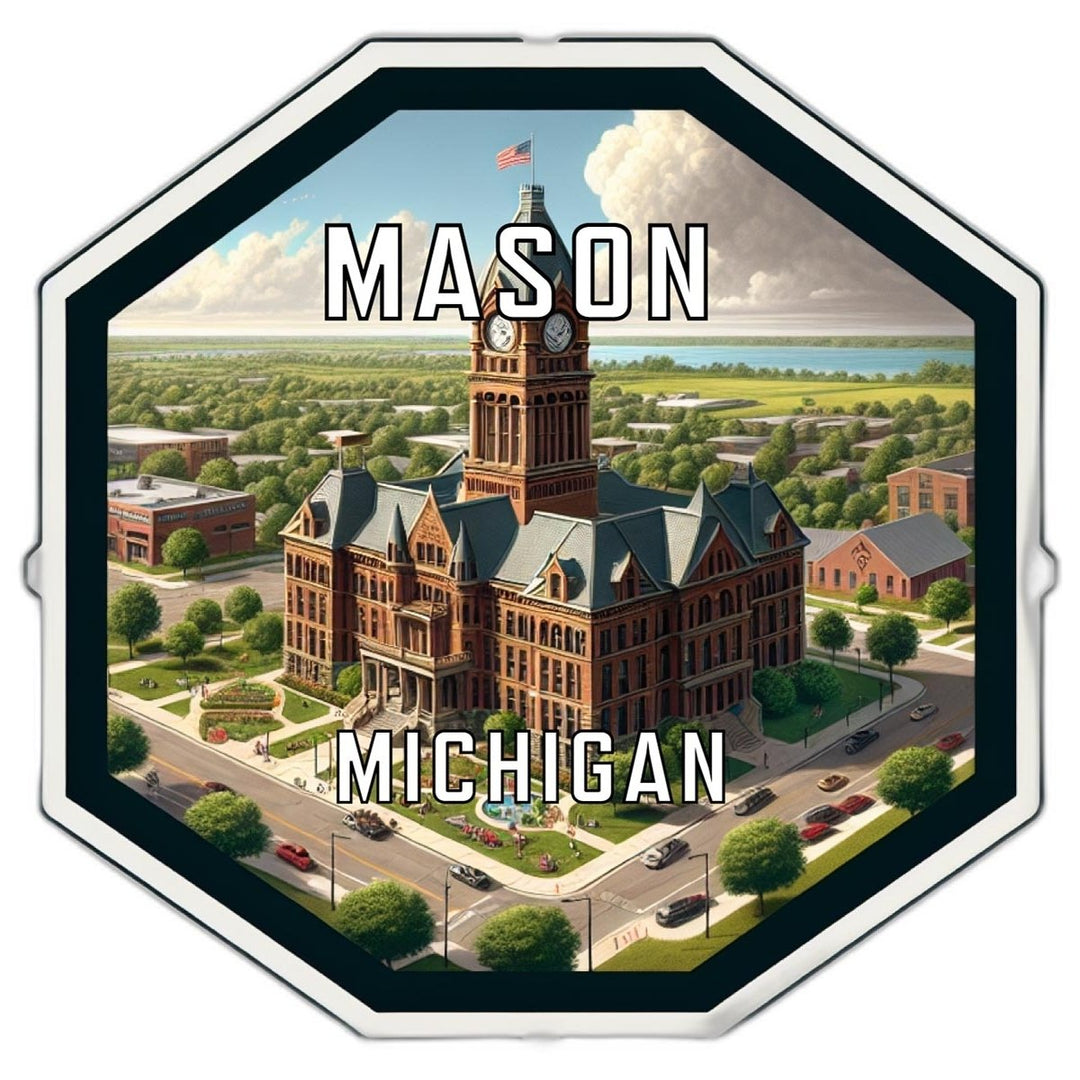 Mason Michigan Souvenir Travel Destination Die Cut Hexagon Fridge Magnet Image 1