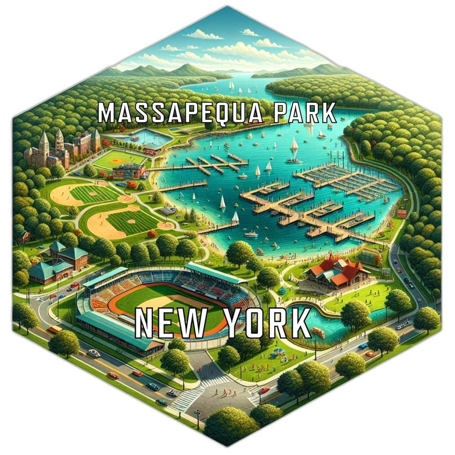 Massapequa Park York Souvenir Travel Destination Die Cut Hexagon Fridge Magnet Image 1