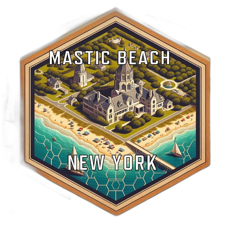 Mastic Beach York Souvenir Travel Destination Die Cut Hexagon Fridge Magnet Image 1