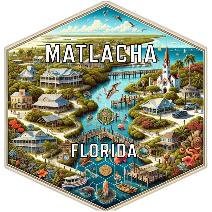 Matlacha Florida Souvenir Travel Destination Die Cut Hexagon Fridge Magnet Image 1