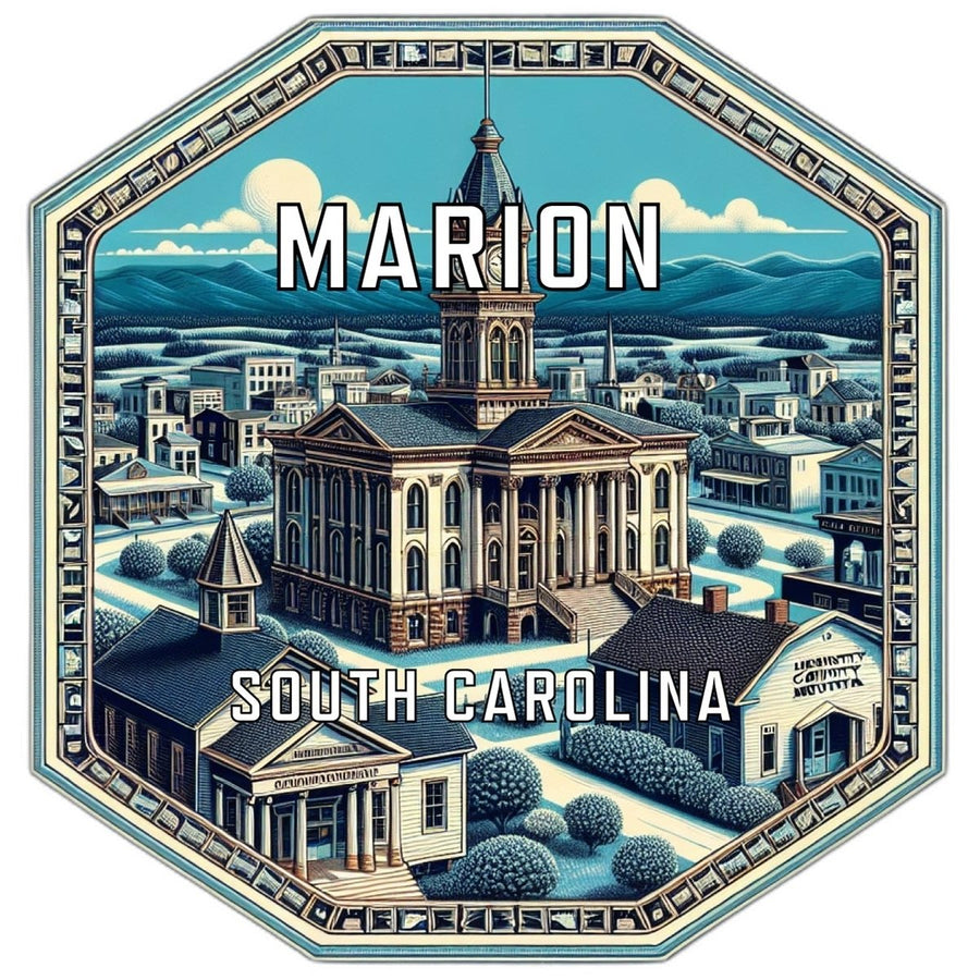 Marion South Carolina Souvenir Travel Destination Die Cut Hexagon Fridge Magnet Image 1