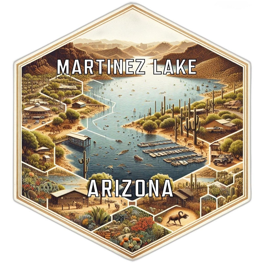 Martinez Lake Arizona Souvenir Travel Destination Die Cut Hexagon Fridge Magnet Image 1