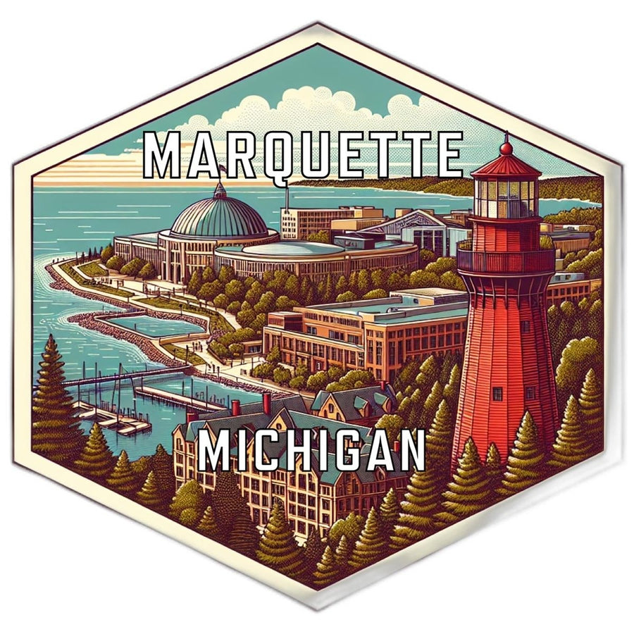 Marquette Michigan Souvenir Travel Destination Die Cut Hexagon Fridge Magnet Image 1