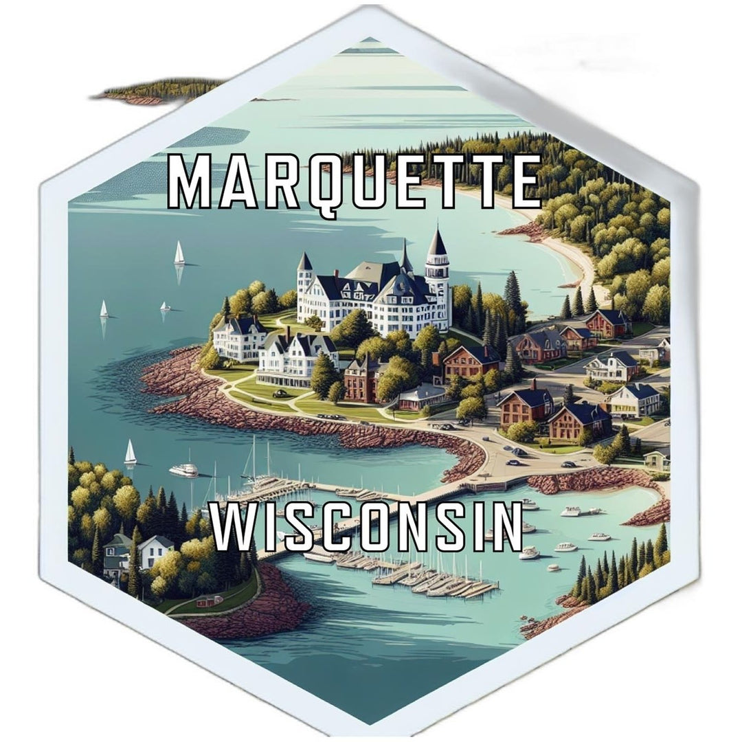 Marquette Wisconsin Souvenir Travel Destination Die Cut Hexagon Fridge Magnet Image 1