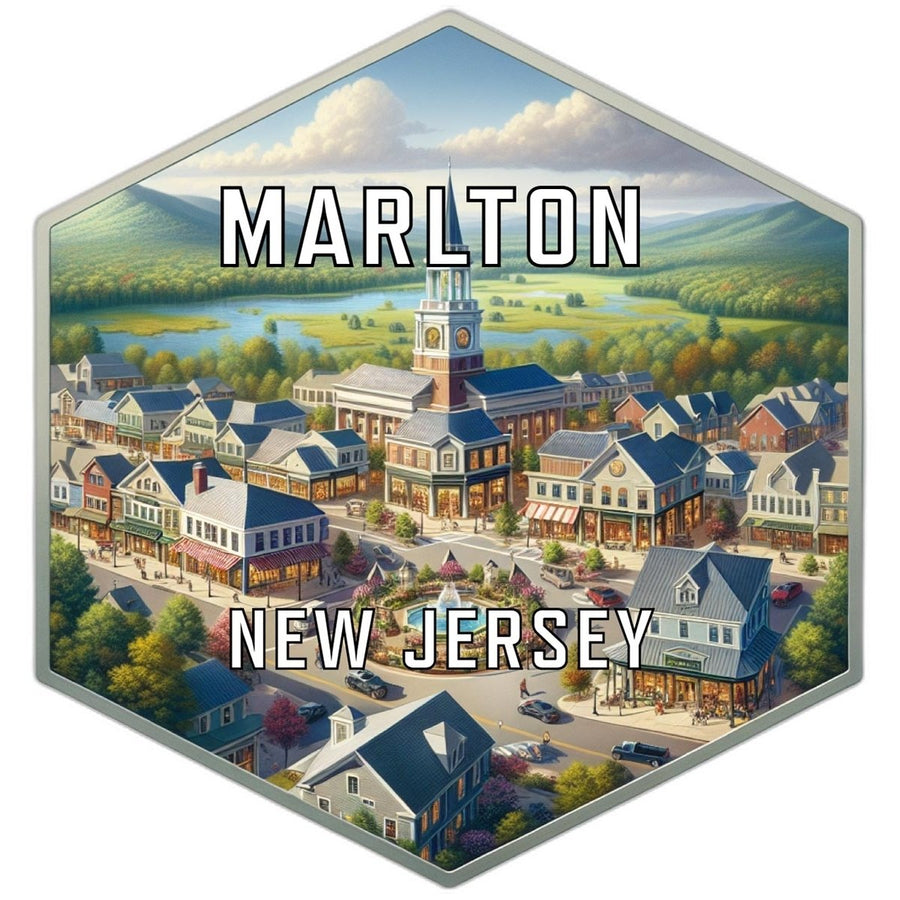 Marlton Jersey Souvenir Travel Destination Die Cut Hexagon Fridge Magnet Image 1