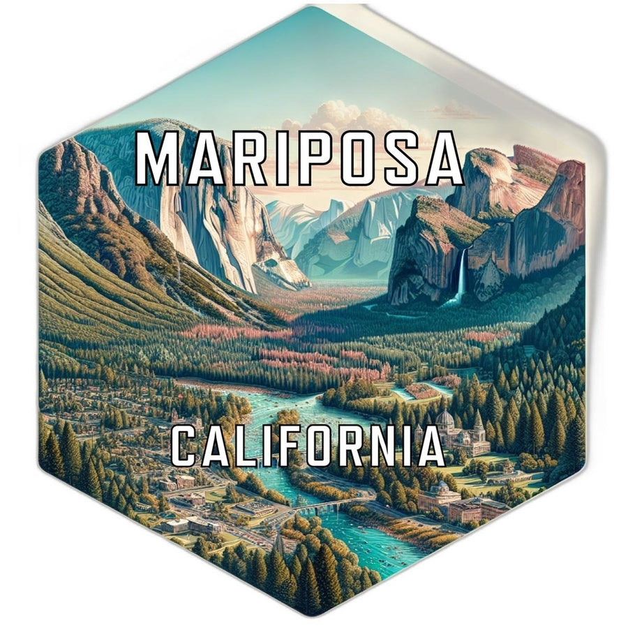 Mariposa California Souvenir Travel Destination Die Cut Hexagon Fridge Magnet Image 1