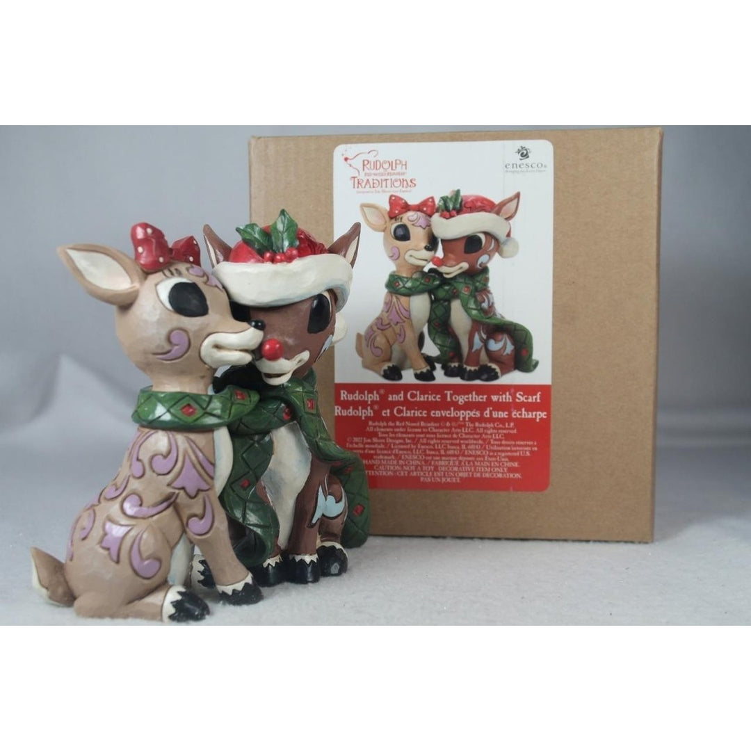 Jim Shore Rudolph and Clarice Together w/Scarf Figurine 2022 -6010716 In Box Image 4