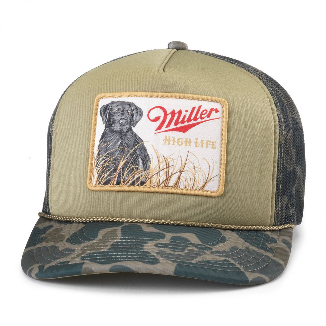 Miller High Life Black Lab Hunting Camo Trucker Hat Image 1