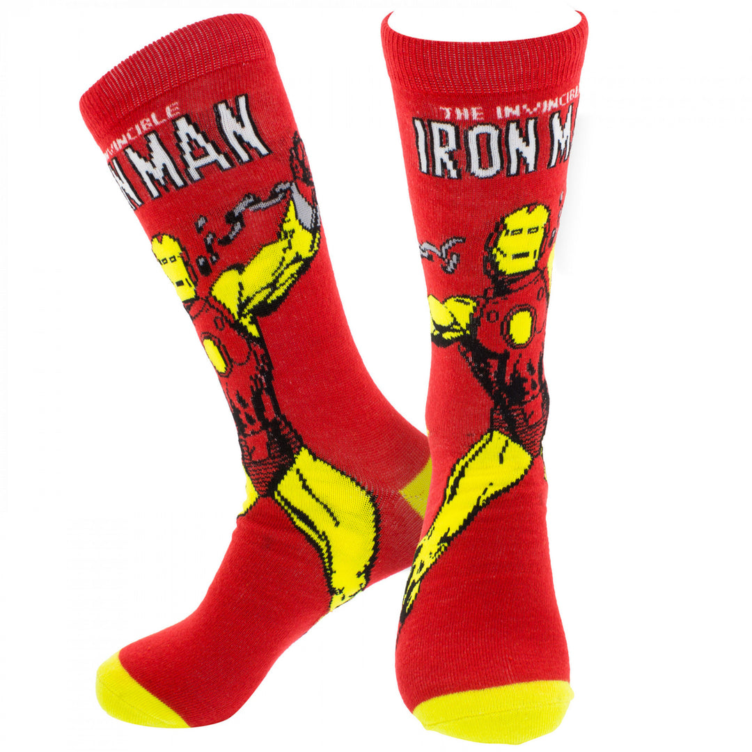 Iron Man Retro Character Cover Crew Socks Image 1