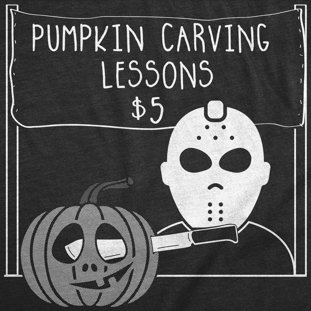 Mens Pumpkin Carving Lessons Horror T Shirt Funny Halloween Shirt for Guys Image 2