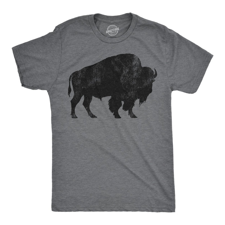 Mens Buffalo Silhouette T Shirt Cool Animal Tee with Standing Buffalo Print for Guys Image 1