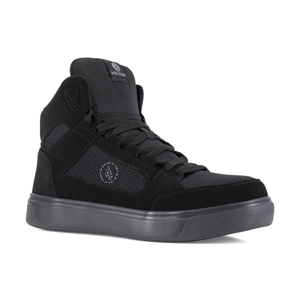 VOLCOM WORKWEAR Mens Evolve Skate Inspired Composite Toe EH High Top Work Shoe Triple Black - VM30244 TRIPLE BLACK Image 1