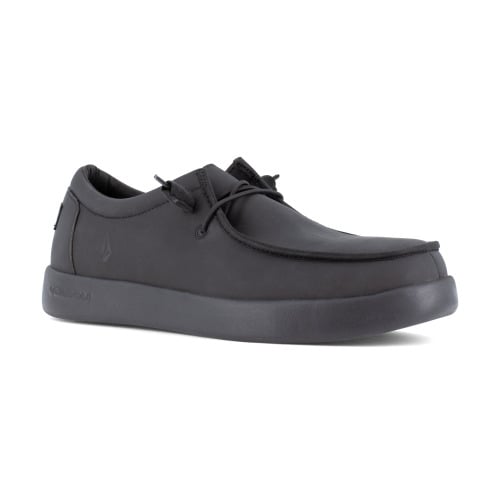 VOLCOM WORKWEAR Mens Chill Leather Skate Inspired Composite Toe Slip Resistant Slip-On Casual Work Shoe Black - VM30810 Image 1