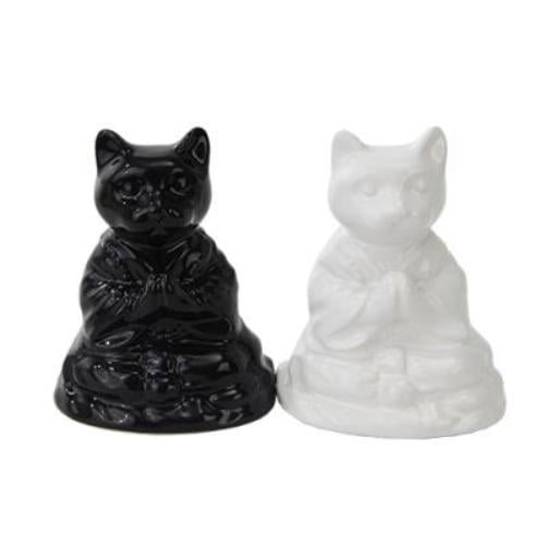 Ceramic Black and White Buddha Cats Buddhism Decor , Image 3