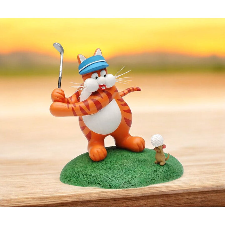 Cat and Mouse Playing Golf Figurine  Golfer Gift Golf Decor Image 1