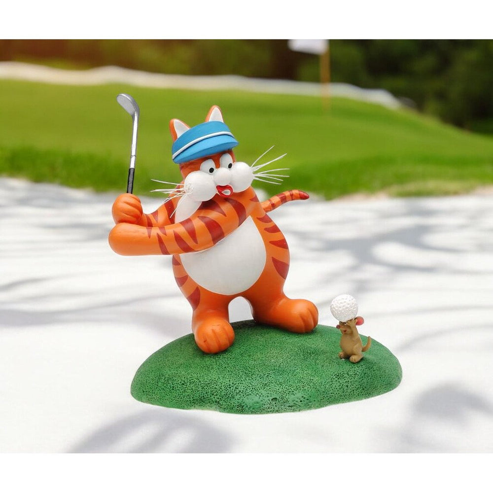 Cat and Mouse Playing Golf Figurine  Golfer Gift Golf Decor Image 2