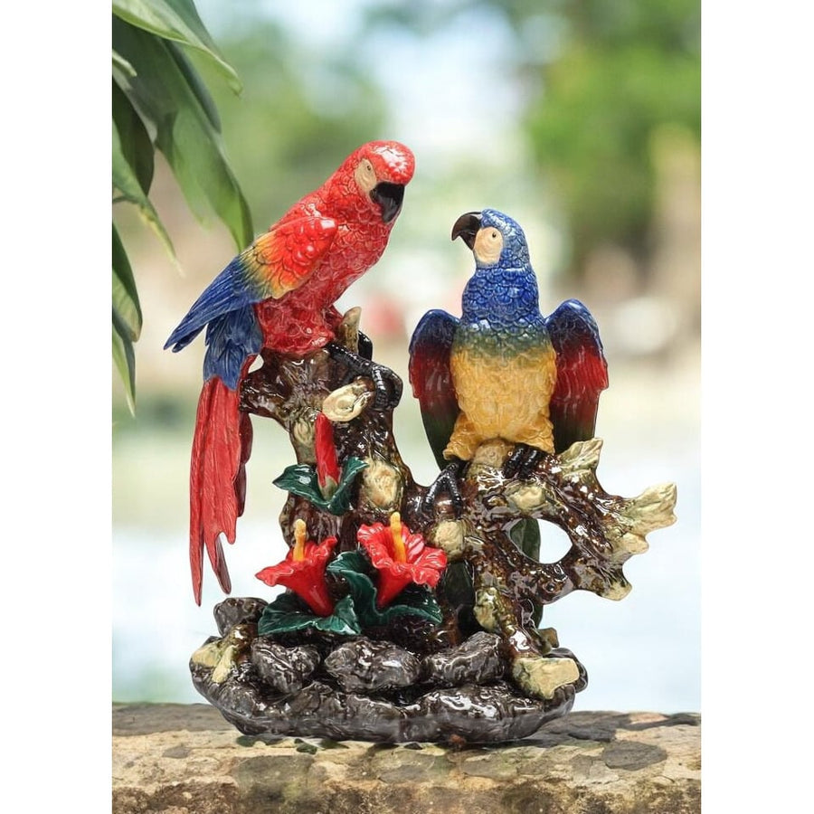 Ceramic Parrot Birds Statue Bird Watcher Gift Centerpiece Decor Image 1