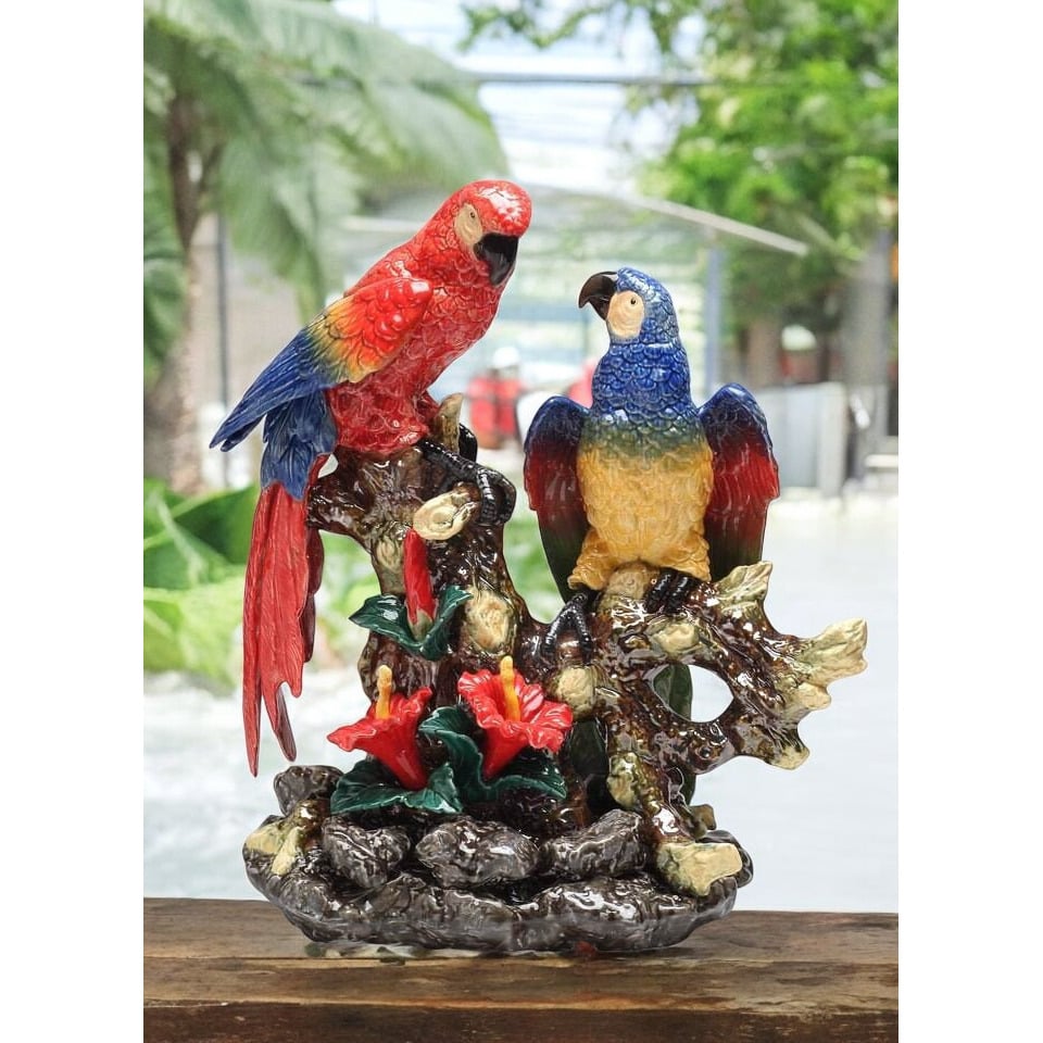 Ceramic Parrot Birds Statue Bird Watcher Gift Centerpiece Decor Image 3