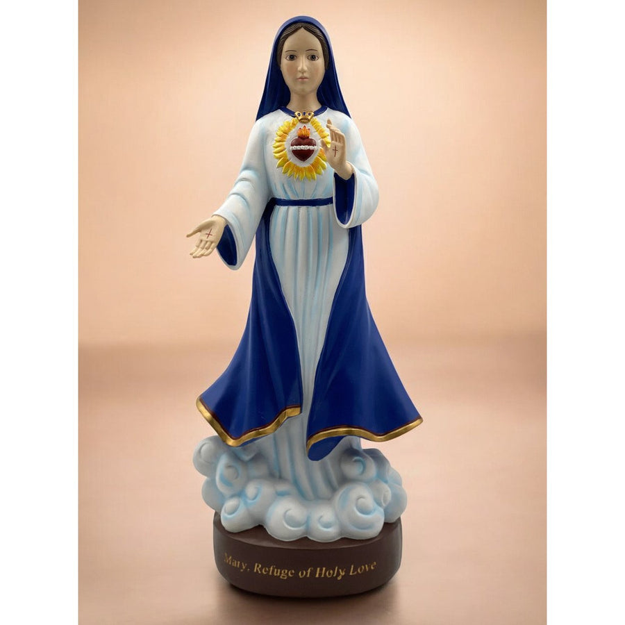 Ceramic Mother Mary Statue Refuge of Holy Love Religious Gift or Decor Image 1