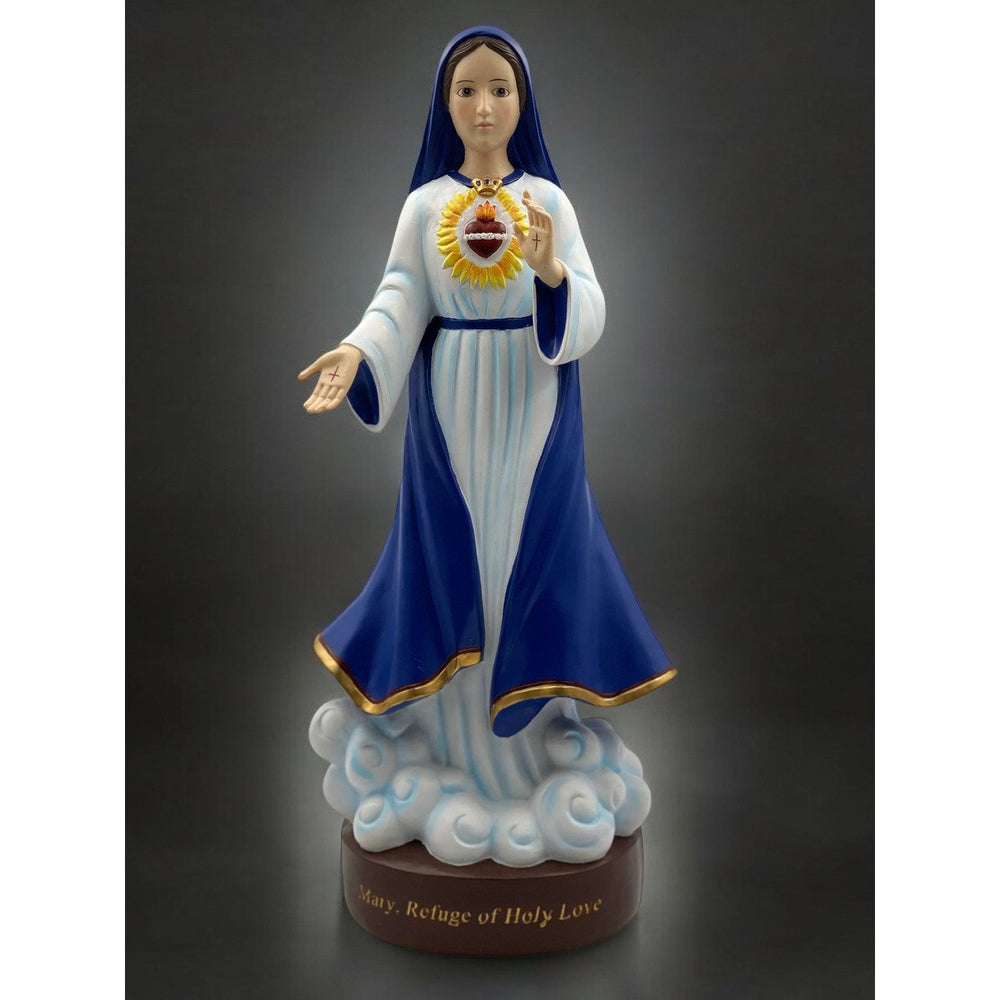 Ceramic Mother Mary Statue Refuge of Holy Love Religious Gift or Decor Image 2