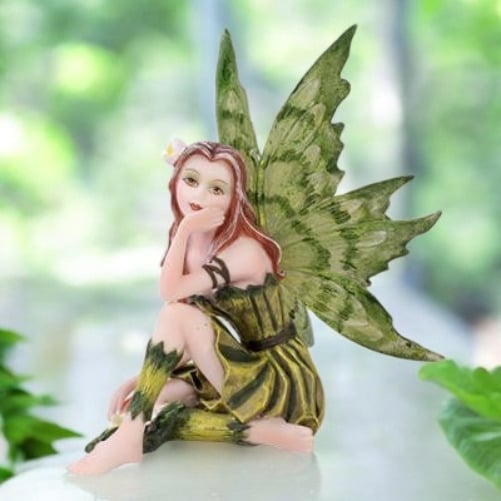 Polyresin Fairy Contemplating Life Figurine Fairy Tale Decor, Image 1