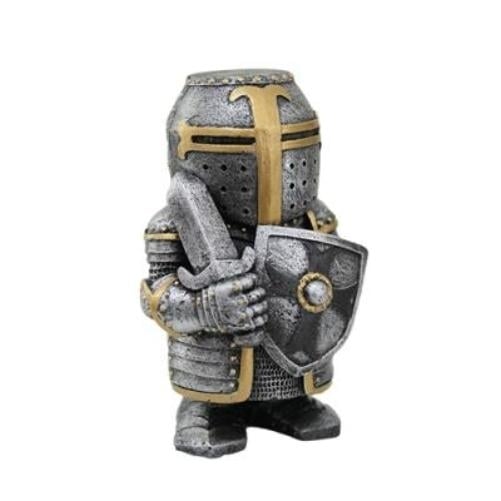 Polyresin Medieval Crusader Knight with Sword and Shield Figurine Boardgame Piece Decor Image 3