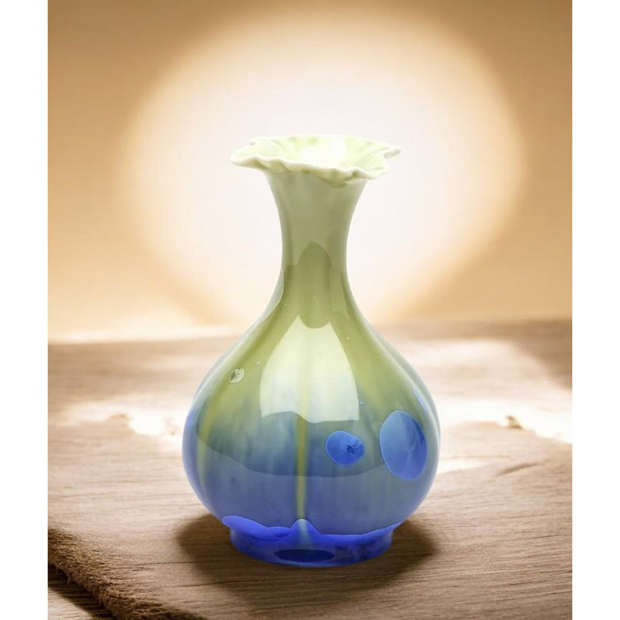 Porcelain Crystallized Glaze Blue and Green Flower Vase , Image 1