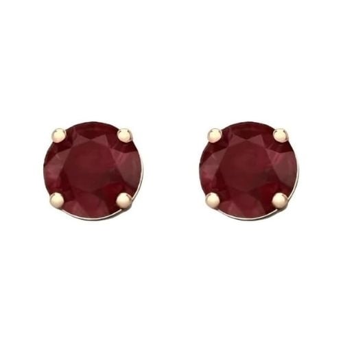 Paris Jewelry 18k Rose Gold 2 Pair Created Ruby 4mm Round and Princess Cut Stud Earrings Plated Image 2