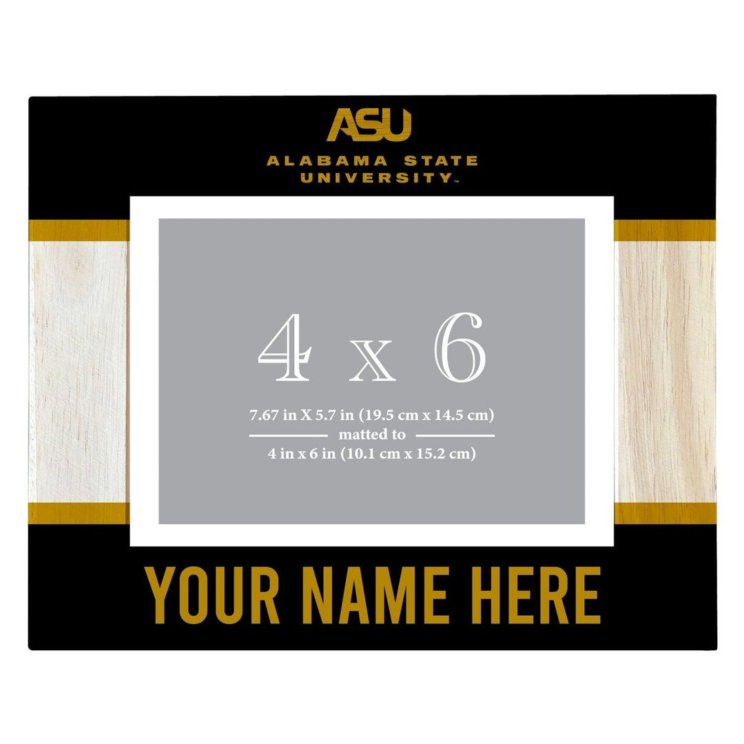 Alabama State University Customizable Wooden Photo Frame Matted 4"x 6" Officially Licensed Collegiate Product Image 1