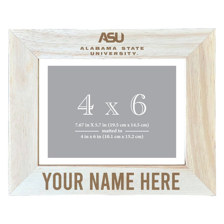 Alabama State University Customizable Wooden Photo Frame Matted 4"x 6" Officially Licensed Collegiate Product Image 2