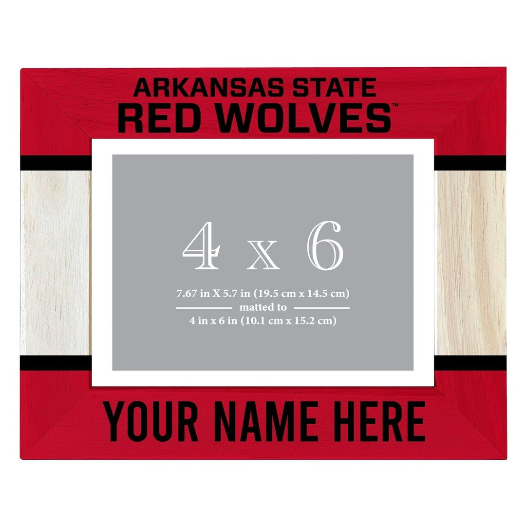 Arkansas State Customizable Wooden Photo Frame Matted 4"x 6" Officially Licensed Collegiate Product Image 1