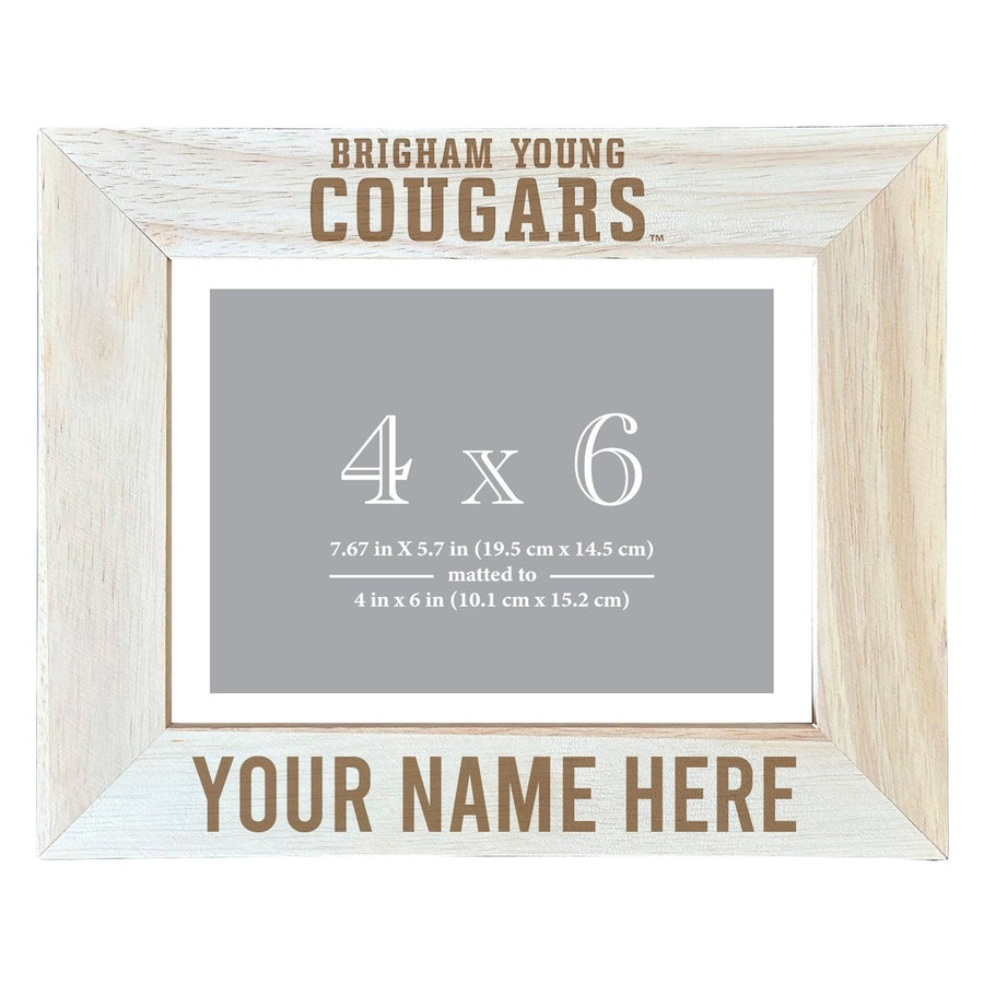 Brigham Young Cougars Customizable Wooden Photo Frame Matted 4"x 6" Officially Licensed Collegiate Product Image 1