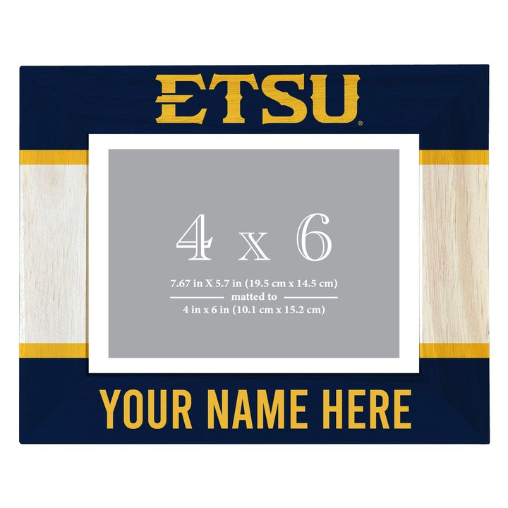 East Tennessee State University Customizable Wooden Photo Frame Matted 4"x 6" Officially Licensed Collegiate Product Image 1