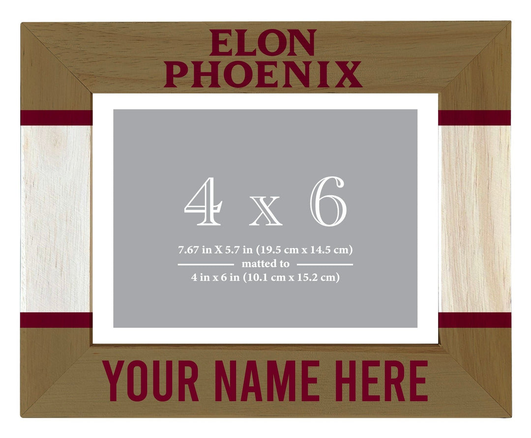 Elon University Customizable Wooden Photo Frame Matted 4"x 6" Officially Licensed Collegiate Product Image 1