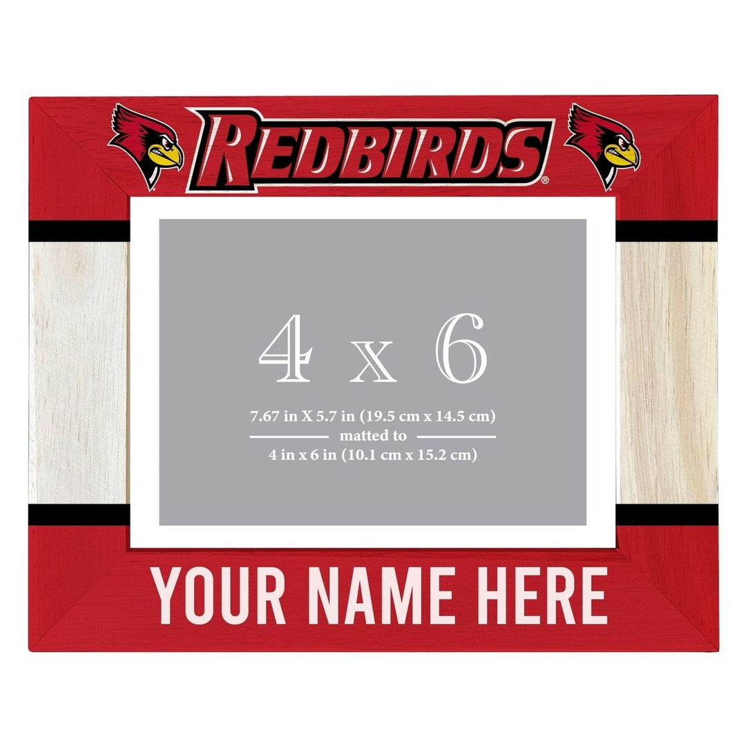 Illinois State Redbirds Customizable Wooden Photo Frame Matted 4"x 6" Officially Licensed Collegiate Product Image 1