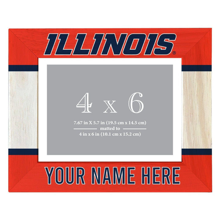 Illinois Fighting Illini Customizable Wooden Photo Frame Matted 4"x 6" Officially Licensed Collegiate Product Image 1