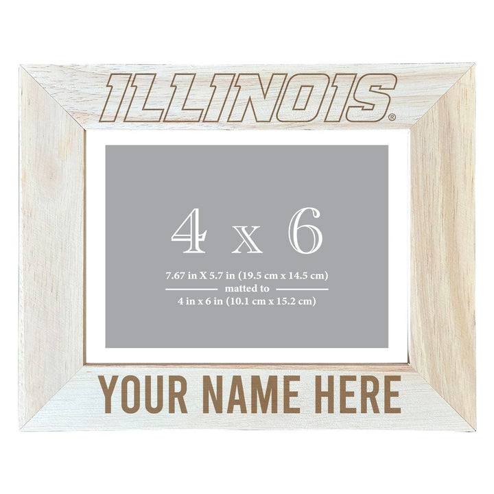 Illinois Fighting Illini Customizable Wooden Photo Frame Matted 4"x 6" Officially Licensed Collegiate Product Image 2