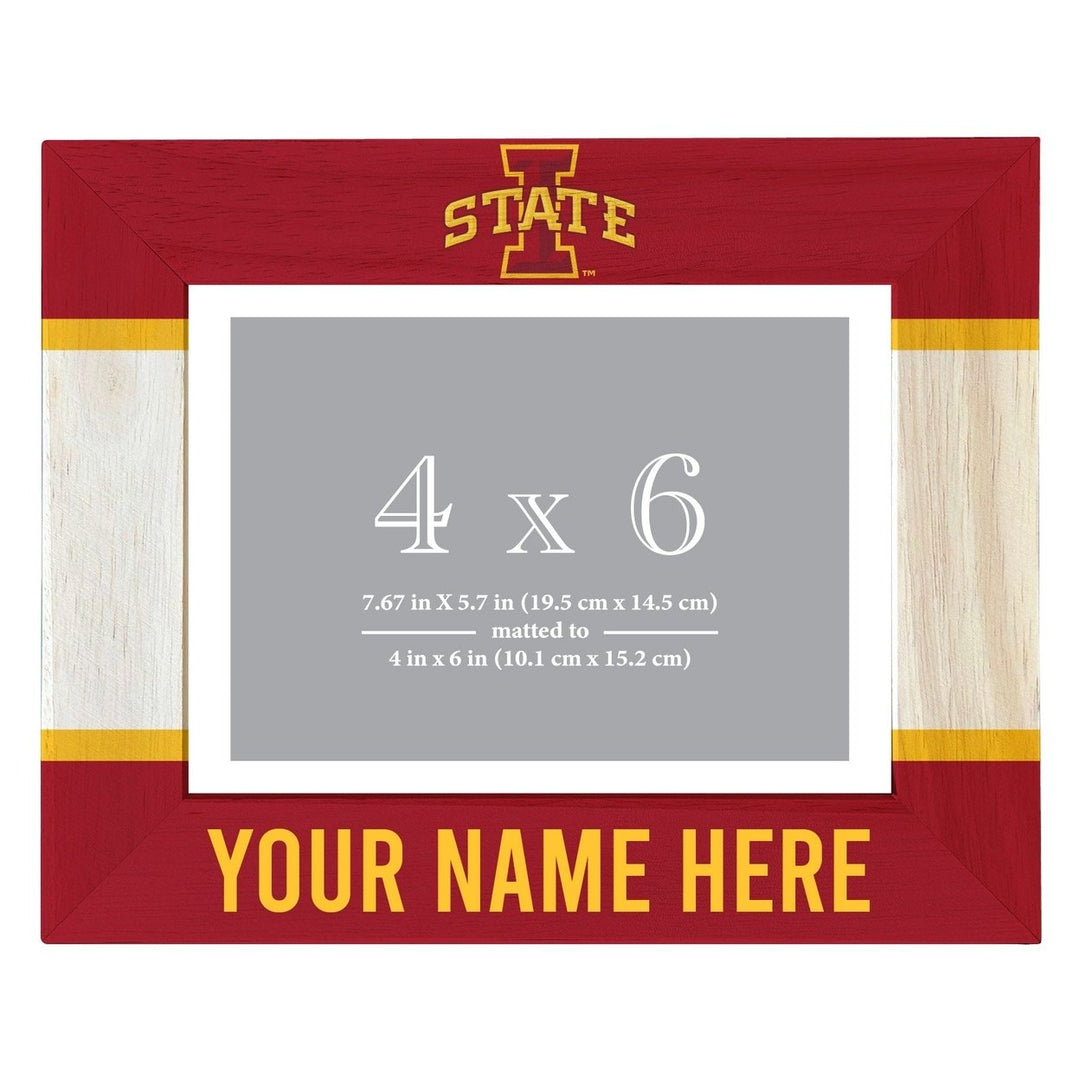 Iowa State Cyclones Customizable Wooden Photo Frame Matted 4"x 6" Officially Licensed Collegiate Product Image 1